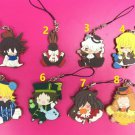 8PCS Pandora Hearts Rubber Strap Charm Keychain Heart of Pandora Vincent Alice LEO OZ