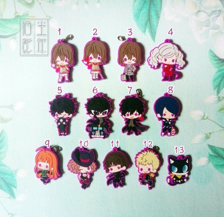 Japan Anime Game PERSONA5 P5 Persona 5 Keychain Key Ring Rubber Strap Charm Gift