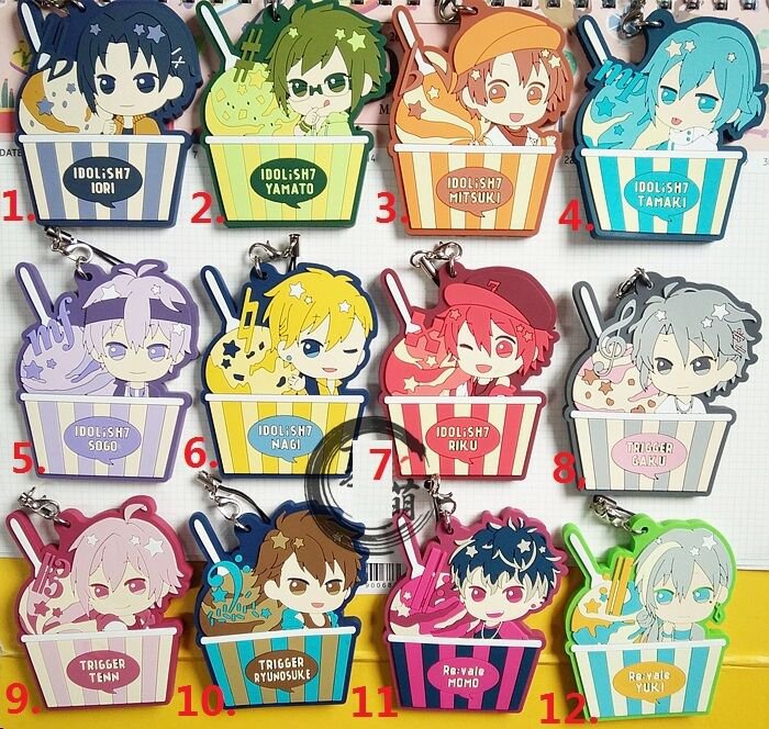 Idolish7 Trigger Re:vale Japan Anime Rubber Strap Charm Icecream Riku MoMo Gaku