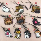 Japan Game Neko Atsume ねこあつめ Cute Cat Rubber Phone Straps Charm Keychain Pendant