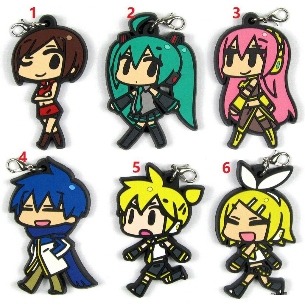 Hatsune Miku Anime Keychain Rubber Strap Phone Charm Keyring Luka Rin Ren KAITO