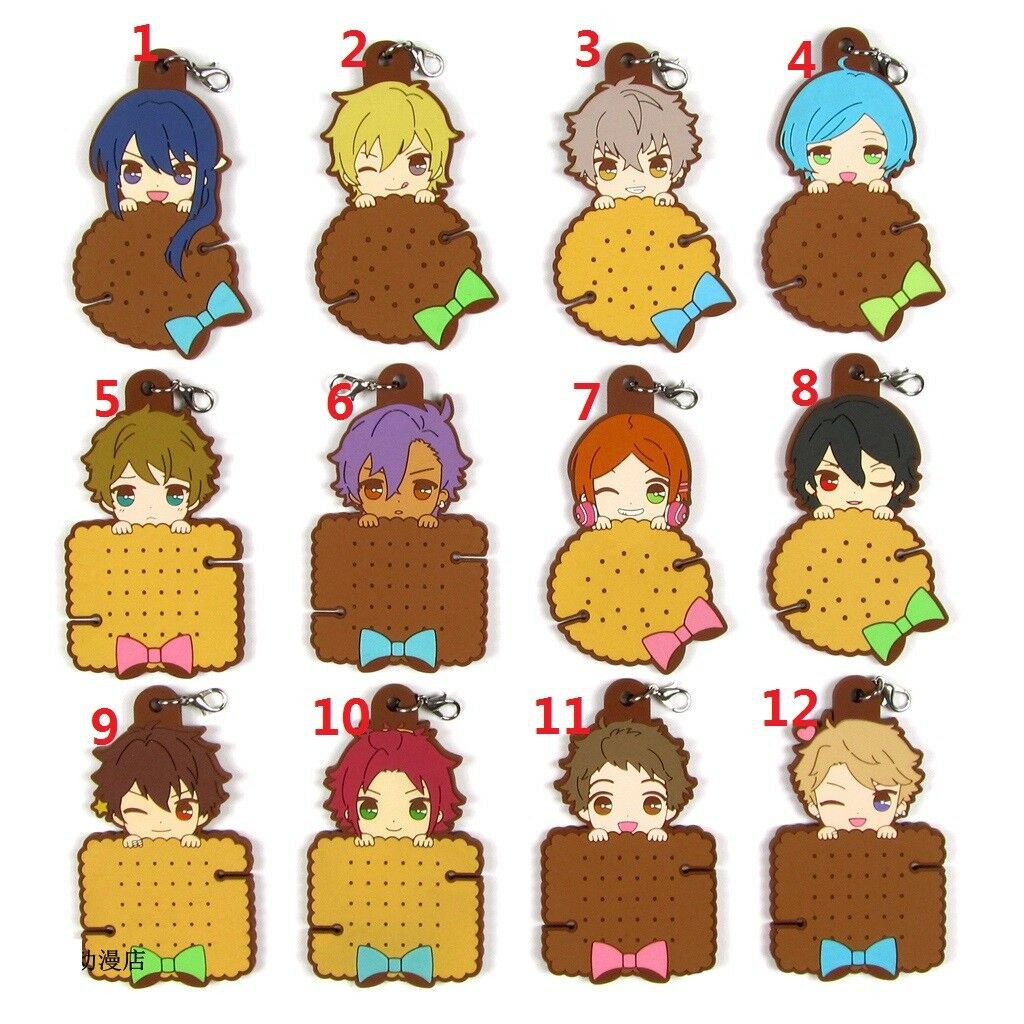 Japan Anime Game ES Ensemble Stars Keychain Keyring Rubber Strap Charm Biscuit