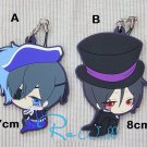 2PCS Kuroshitsuji Black Butler Ciel Sebastian Rubber Strap Charm Keychain Gift