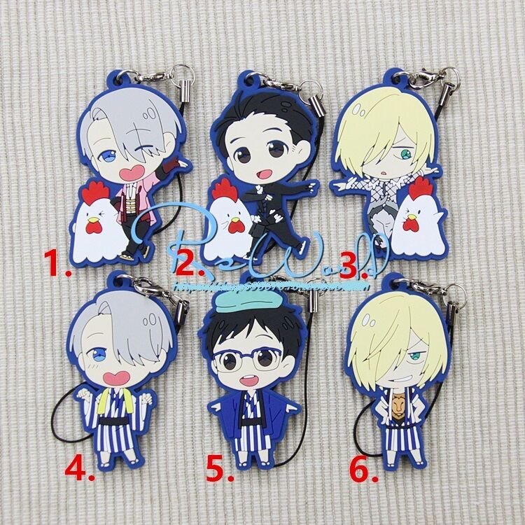 Anime Yuri on Ice Rubber Strap Charm Keychain Pendants Gift Lawson Rooster Cock