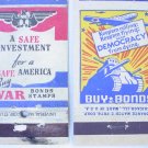 2 VINTAGE WWII WAR BONDS MATCH COVERS FOR SAFETY & KEEP EM ROLLIN FLYING