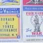 2 VINTAGE WWII WAR BONDS MATCH COVERS FOR SAFETY & KEEP EM ROLLIN FLYING