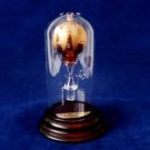 Glass Hot Air Balloon In A Bottle - Gilded Envelope - Wooden Base