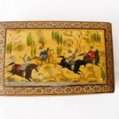 Vintage Wooden Box - Persian Hunt Scene Decoration