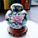 Mid 20th c Black Chintz Oriental/Chinese Ginger Jar