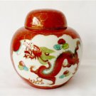 1930's + Oriental, Chinese Porcelain Ginger Jar - Dragon & Phoenix Decoration -