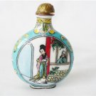 Vintage Oriental Chinese Snuff Bottle / Enamel Decoration Over Copper
