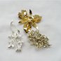 Three Vintage Costume Brooches - Flower Themed Costume Brooches