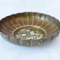 Antique 19th c Brass Bowl - Victorian Bowl Fluted Sides, Sunflower Decoration