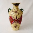 19th c Oriental / Japanese Satsuma Vase Raised Enamel Decoration On Cream Ground