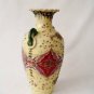 19th c Oriental / Japanese Satsuma Vase Raised Enamel Decoration On Cream Ground