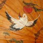 Antique Japanese Paper & Bamboo Parasol - Stork Handpainted Decoration