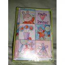 Party Invitations 10 + Envelopes Bunnies You're Invited