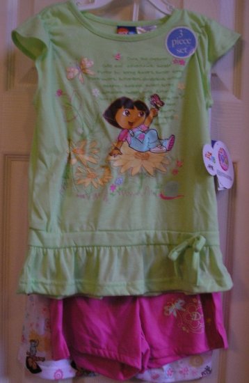  Dora the Explorer Sleep Wear Pajamas 3 Pc Set NEW Size 6