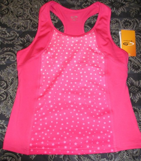 Champion C9 Girls Duo Dry Stretch Sports Tank XL Hot Pink Stars NEW