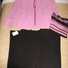 Liz Claiborne Womens Pant Suit 3 Pc Orchid and Black Sz. 4 Jacket + Pants + Top Tags