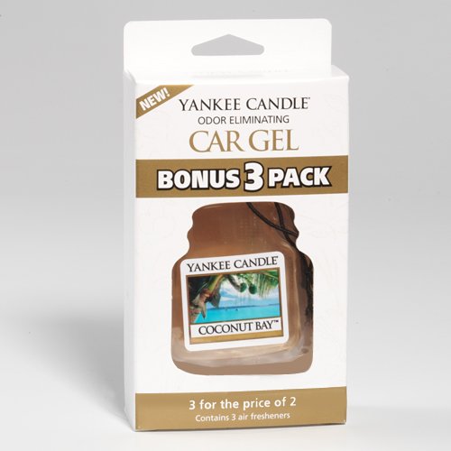 Yankee Candle Car Gel Bonus 3 Pack Coconut Bay Scent Sealed Car Fresheners