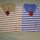 Lot of 2 Striped Polo Shirt Shirts Mens Short Sleeve Sz XL  with TAGS Tan Blue