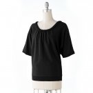 Ab Studio Braided Neck Top or Shirt Womens Black Sz. Small NEW