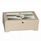Handcrafted Ivory Medium Jewelry Box Mirrored Lid Quality Jewelry Storage NEW