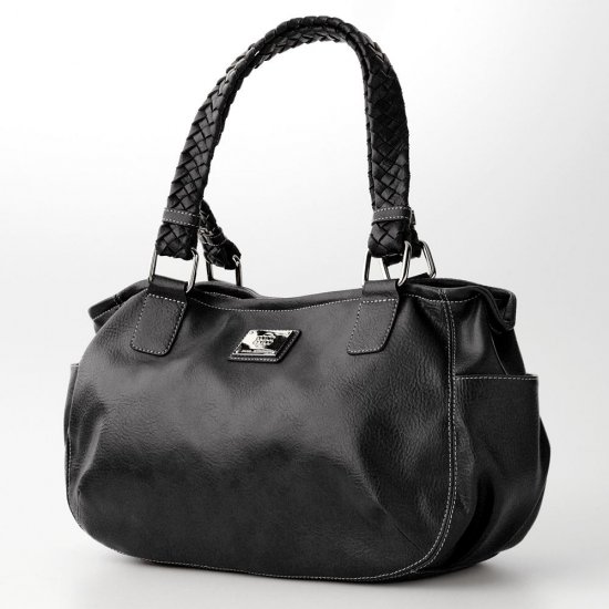 Dana Buchman CALLIE Satchel BLACK Purse Shoulder Bag Medium Size New