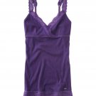 Aeropostale Womens Solid Lace Lined Ribbed Cami Camisole - Small Womens Teens Girls Purple NEW