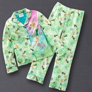 Disney Fairies Girls Winter Fleece Pajama Set 2 Pc Sz. 6 Green NEW