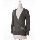 Womens Charcoal Gray Boyfriend Style Cardigan Sweater by Apt. 9 Size PM Petite Medium NEW