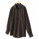 Mens Microfiber Button-Front Striped Shirt or Top Extra Large or XL Espresso Stripes Casual MBX NEW