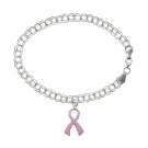Breast Cancer Awareness Bracelet Platinum over Silver Charm NEW