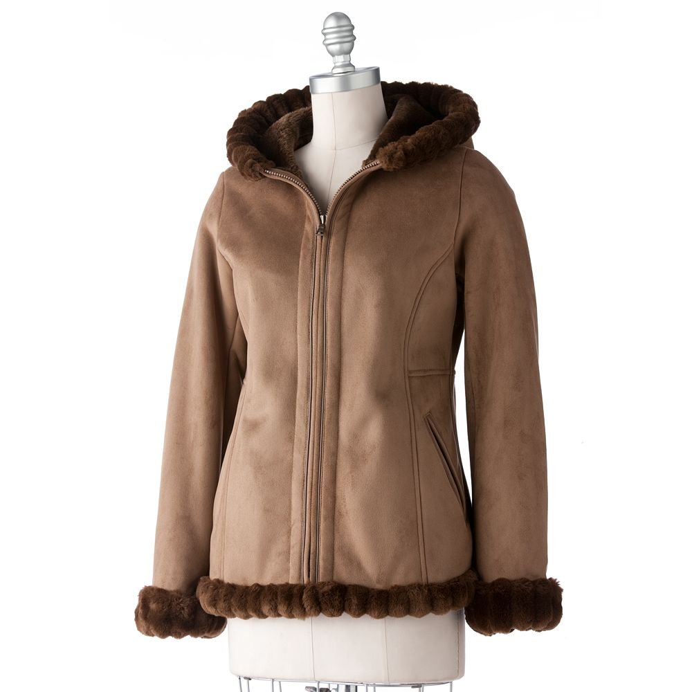 NEW Toffee Brown Womens Faux Suede Jacket Coat 160 Croft & Barrow Medium