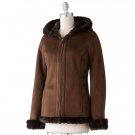 NEW Coffee Brown Womens Faux Suede Jacket Coat $160 Croft & Barrow Small