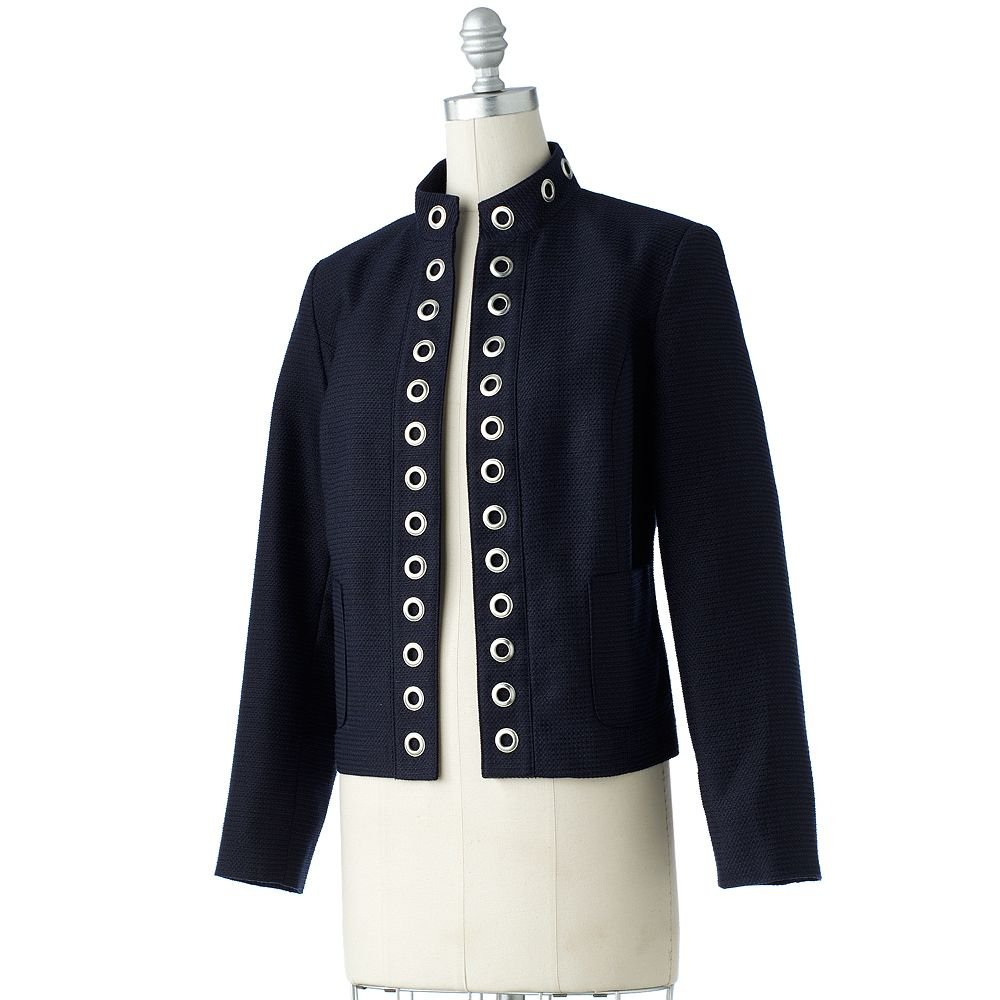 Womens Navy Blue Tweed Jacket by Sag Harbor Size 6 NEW