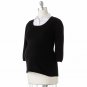 Womens Maternity Mock Layer Shirt Top Sweater Sz Large Oh Baby Maternity Black