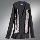 Womens Dark Gray Cardigan Sweater by Vera Wang Size PM Petite Medium Sequin Trim NEW
