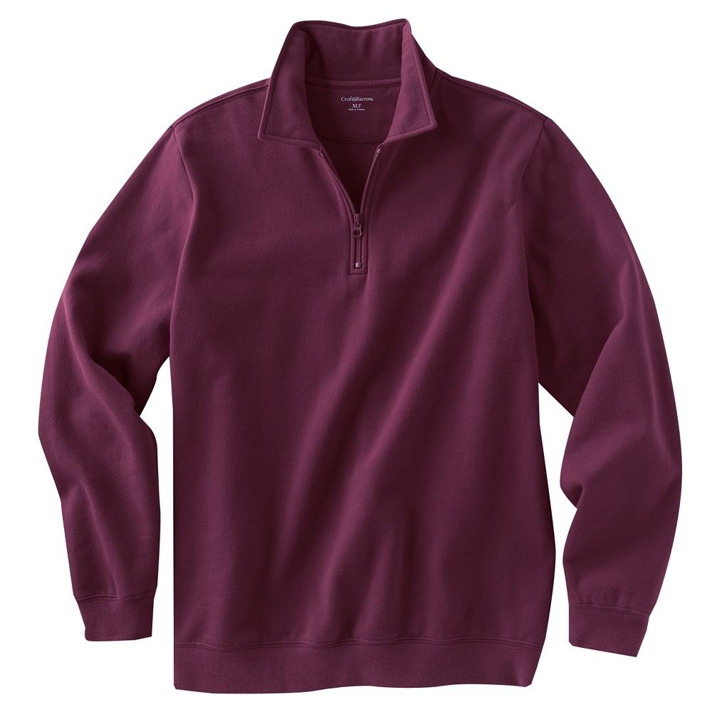 Croft & Barrow Mens Maroon Fleece Top or Shirt 1/4 ZIP Long Sleeve Sz ...