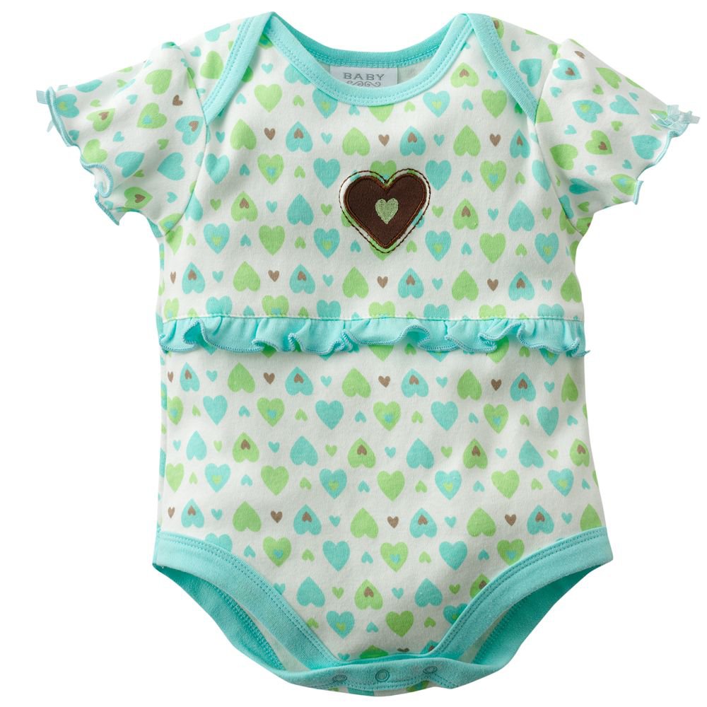 NEW Baby by Bon Bebe One Pc 6 to 9 Mo Baby Outfit Heart Design Onesie