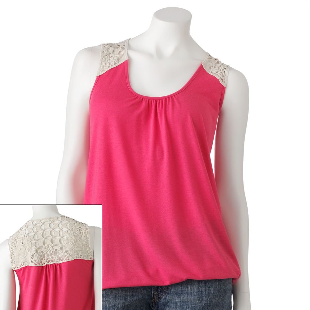 Juniors Teens Girls White Macrame Bubble Hem Tank Top by MUDD Sz Small