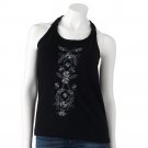 Juniors Teens Floral Embroidered Braided Black Tank Top Shirt by SO Sz Large L $20.00 NEW