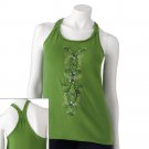 Juniors Teens Floral Embroidered Braided Green Tank Top Shirt by SO Sz Large L $20.00 NEW