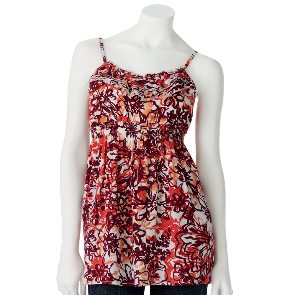 Juniors Teens Red Floral Ruffled Camisole Top Shirt by SO Sz Small S NEW