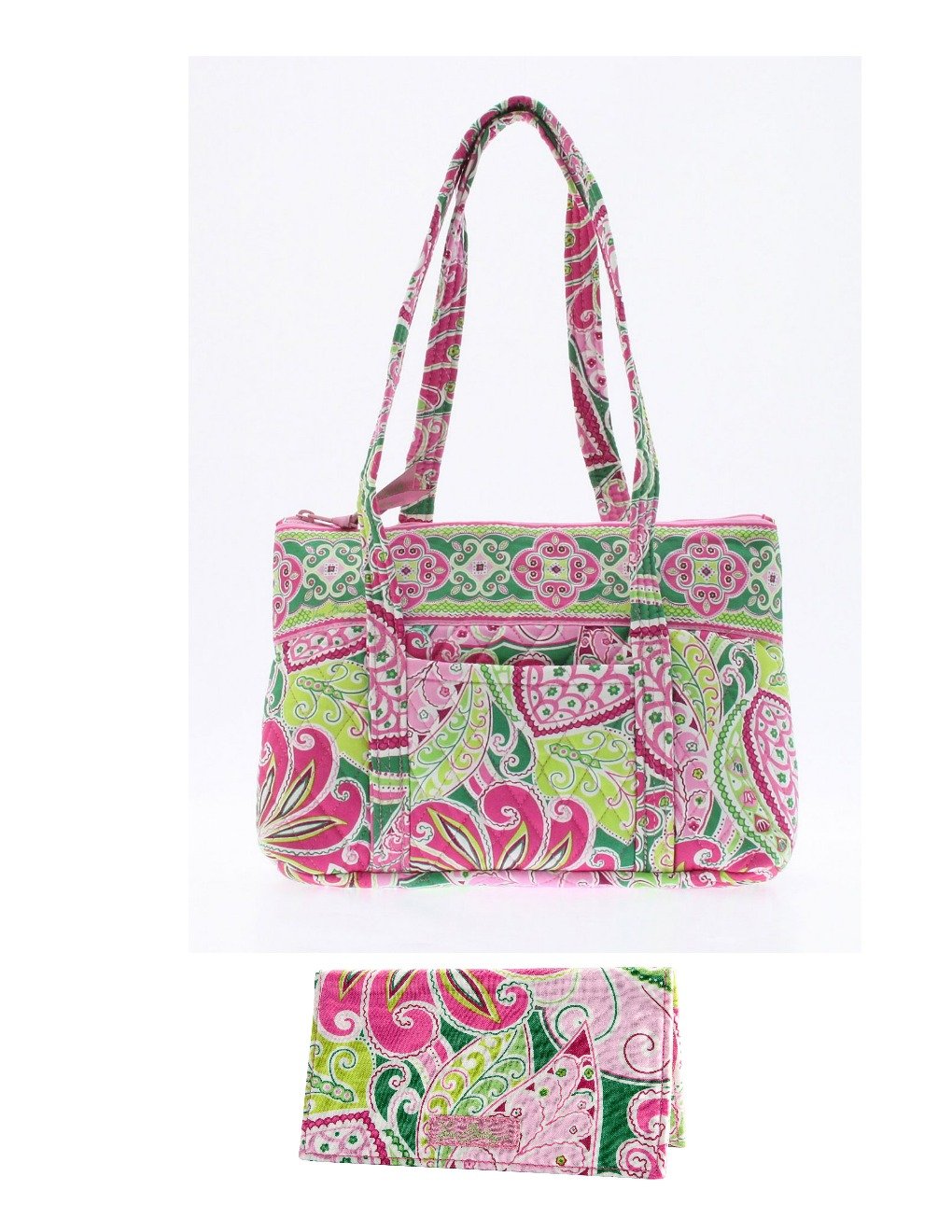 Vera Bradley PINWHEEL PINK LOT Little Betsy Purse + CheckBook Cover $78 NEW