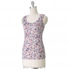 Womens Floral ELLE Brand Ribbed Ruffled Racerback Tank Top Sz. Large NEW $34
