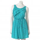 Self Esteem Green & White Striped Ruffle Dress Size Medium or M Tie Waist NEW