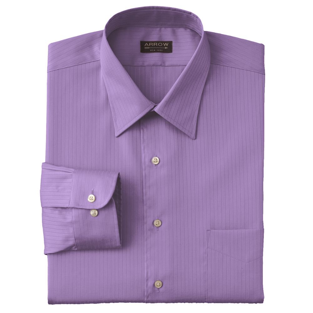 Arrow Classic Fit Solid Satin Twill Point-Collar Dress Shirt 17.5 32-33 $40