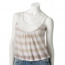 Juniors Teens Khaki Striped Lace Trim Crop Top Shirt Sz Medium $36.00 NEW